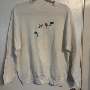 White Las Vegas Sweatshirt with Colorful Embroidery